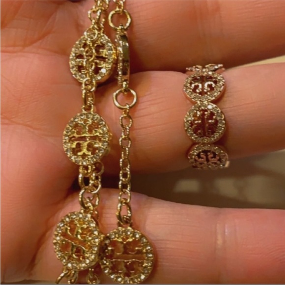 Tory Burch gold crystal pave triple strand bracelet - Picture 7 of 7